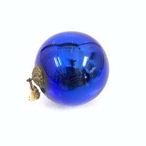 Antique old Blue Christmas Bauble heavy glass Kugel