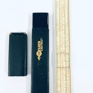 Vintage Faber Castell Darmstadt 1/54 Regla de cálculo en estuche de cartón original hecho en Alemania