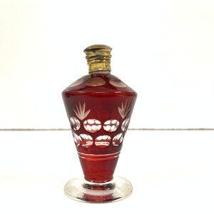 Antique cut to clear glass Ruby Red Perfume Bottles | Perfume Bottles| Perfume Bottle Box| French Perfume Bottle| Old Perfume Bottles