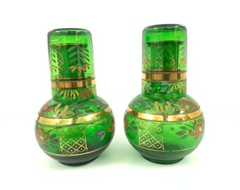 ヴィンテージ フレンチグリーンウォーターグラス：1940年代の