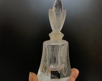 Vintage Cut Glass Frosted Perfume Bottle