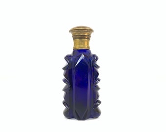 Vintage Cut Glass Blue Perfume bottle