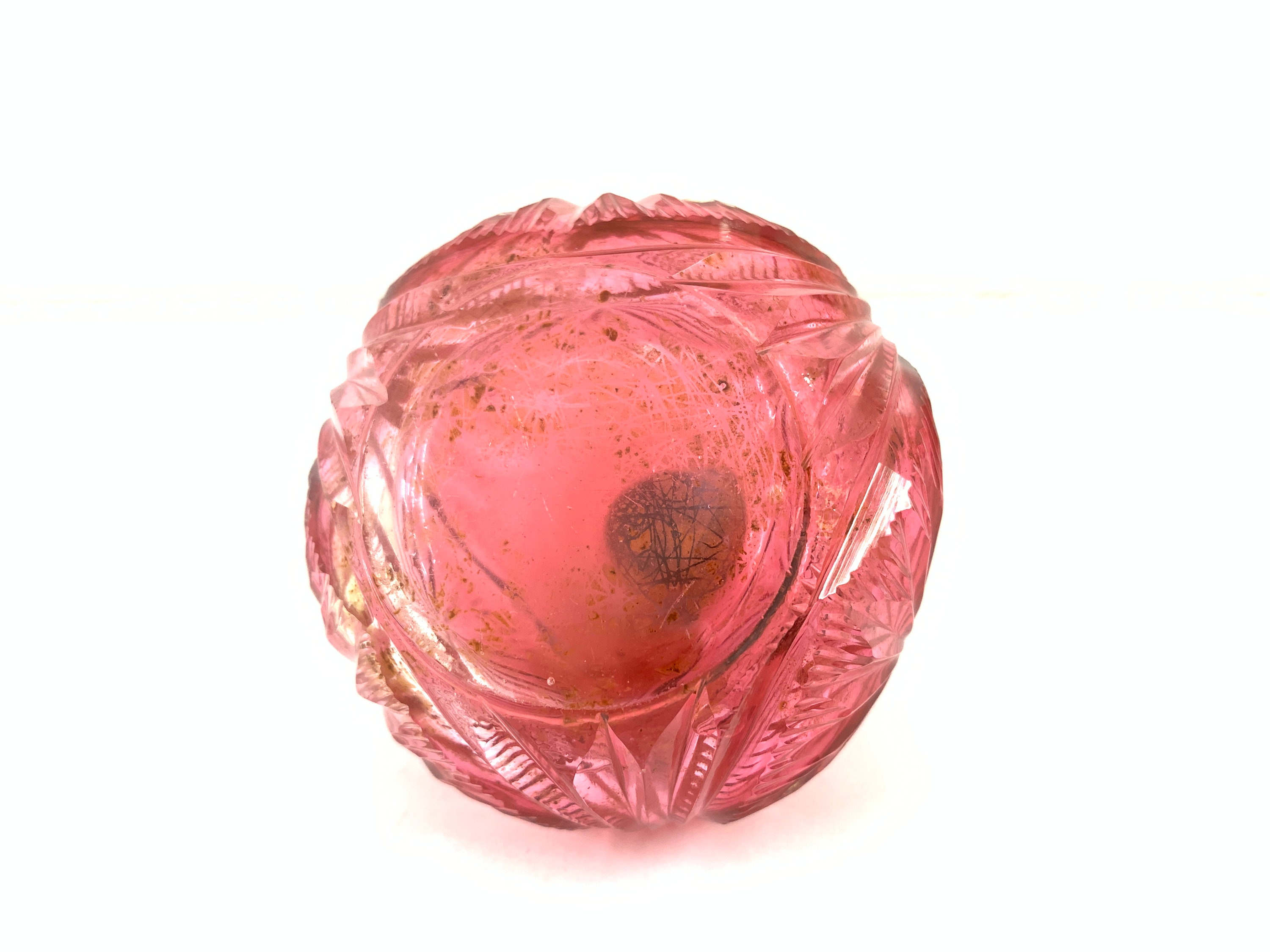 Vintage Cut Glass Pink Perfume Bottle Etsy