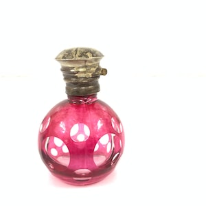 Vintage Pink glass Pressed Oval Design perfume bottle
