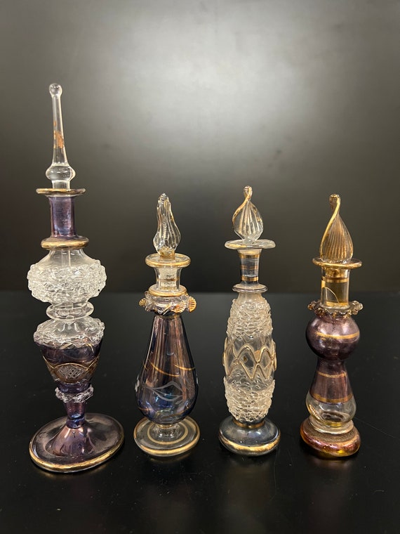 Vintage Blown Glass Perfume Bottle With Designing Etsy
