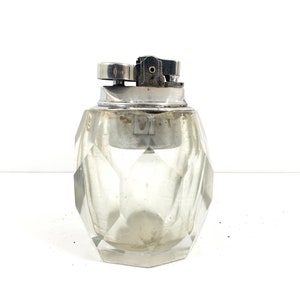 Vintage cut glass retro table lighter | Vintage tobacciana | Antique cut glass lighters
