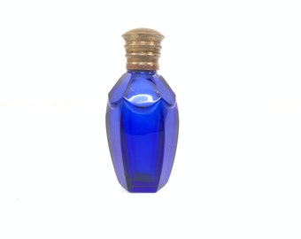 Vintage Cut Glass Blue Perfume bottle