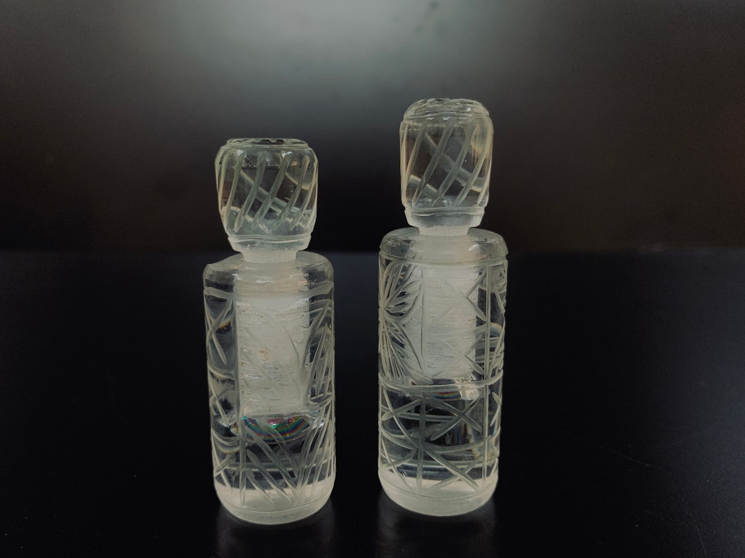 Vintage Crystal Cut Glass Perfume Bottle Etsy