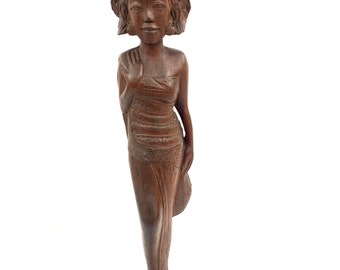 Vintage Dame Holzstatue