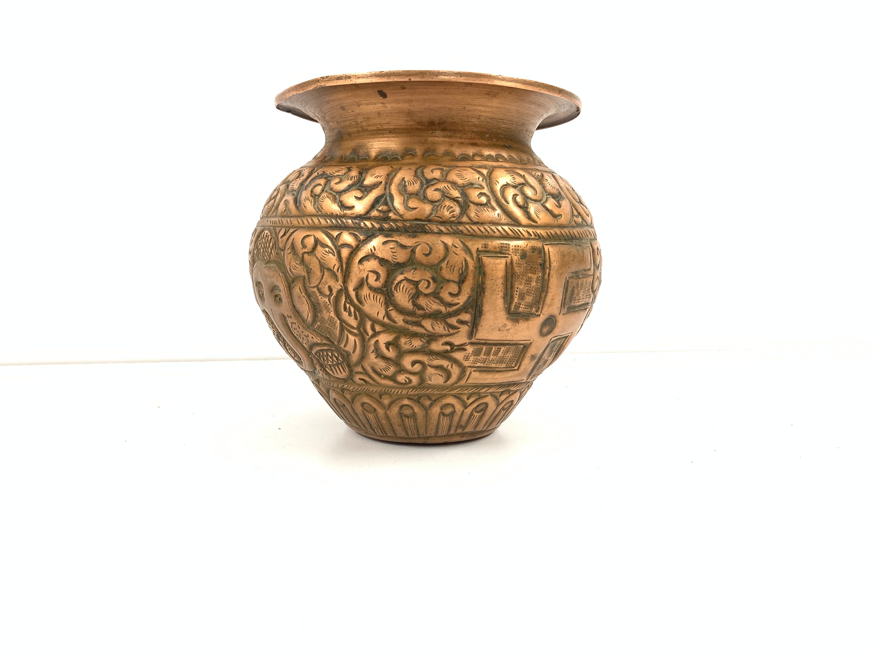 ヴィンテージ銅製ポット|ポットプランター|聖水ポット|銅製ポット