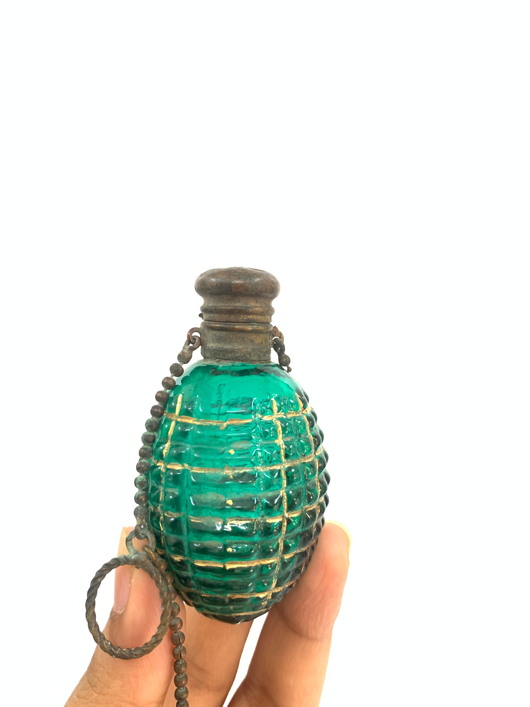 Vintage Mould Glass Egg Shape Perfume Bottle With Gold Work Etsy