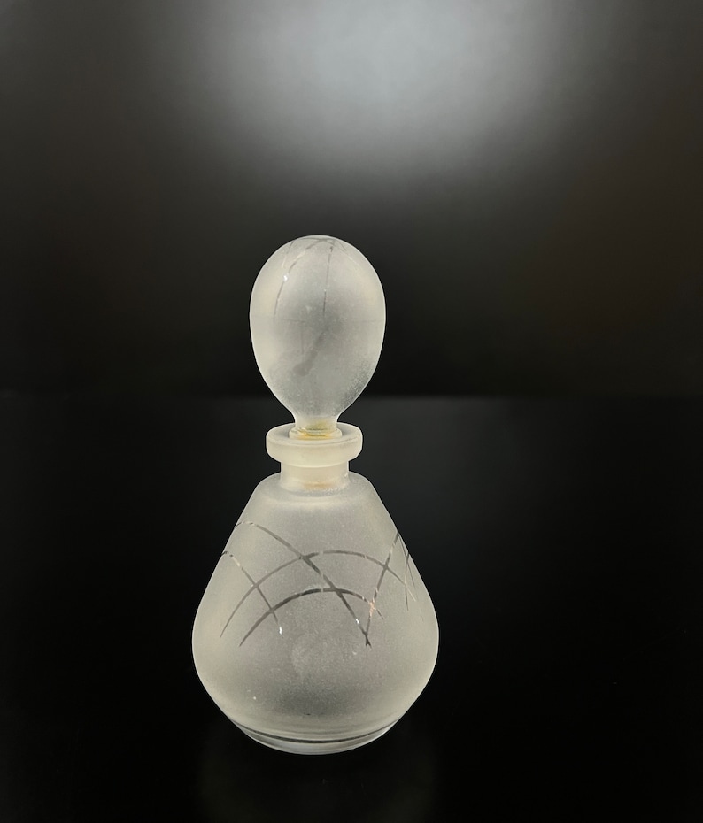 Vintage Frosted Glass Perfume Bottle Etsy