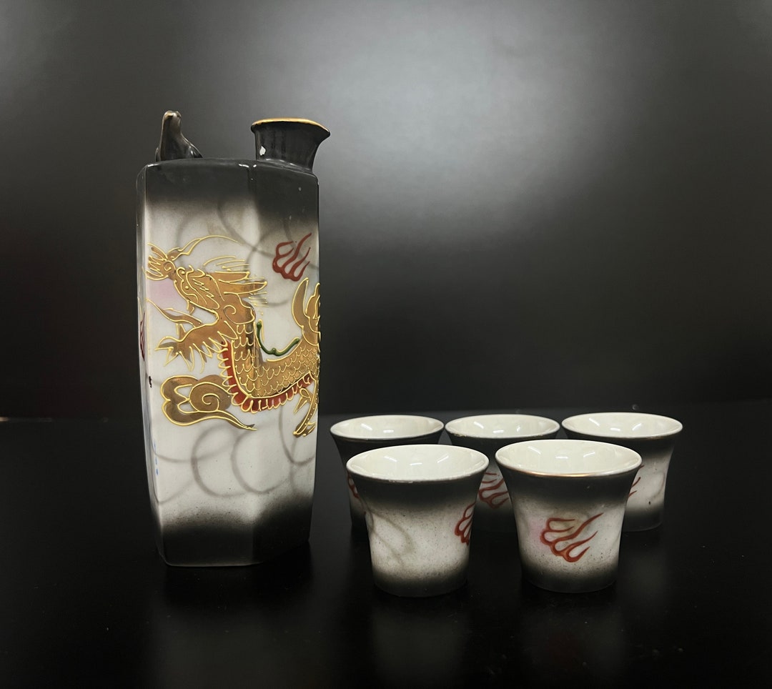 Japanese Porcelain Sake Set / Decanter With Glasses Etsy