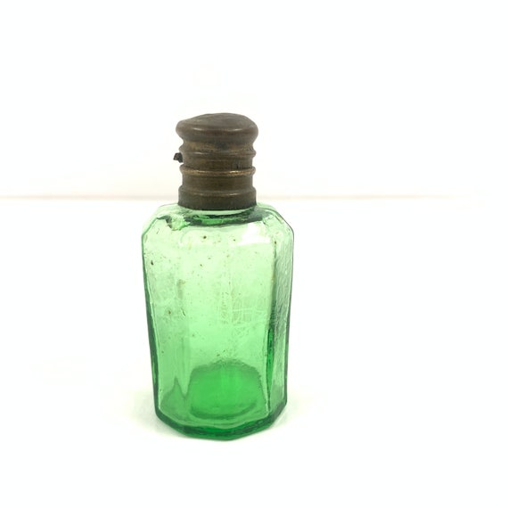 Antique Green Glass Perfume Bottle Vintage Perfume Bottle Etsy