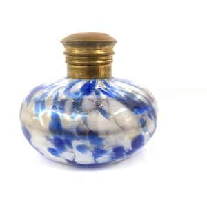 Calamaio in vetro maculato vintage / Fermacarte/ Calamaio / Calamaio antico / Fermacarte antico / Arredamento per ufficio / Arredamento in vetro / Arredamento da tavolo