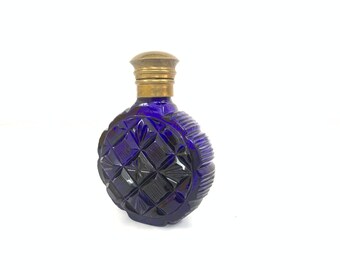 Vintage Cut Glass Blue Perfume bottle