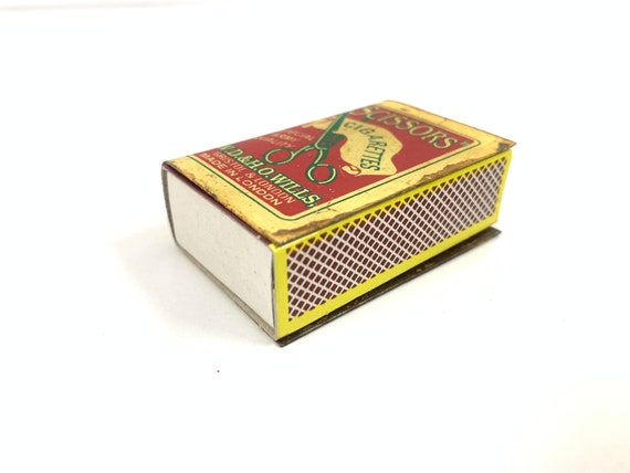 Vintage Scissors Cigarettes London Advertisement Match Stick Box Cover  |london Scissors Cigarettes| Collectible Match Box Cover