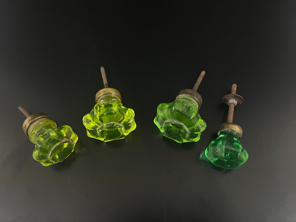Vintage Uranium Glass Door Knobs Glass Door Knobs Etsy
