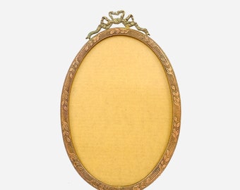 Oval Brass Frame with Bow , Small Oval Brass Vintage Frame| Set of 4 oval shaped frames | vintage decor| antique frames | Handmade frames
