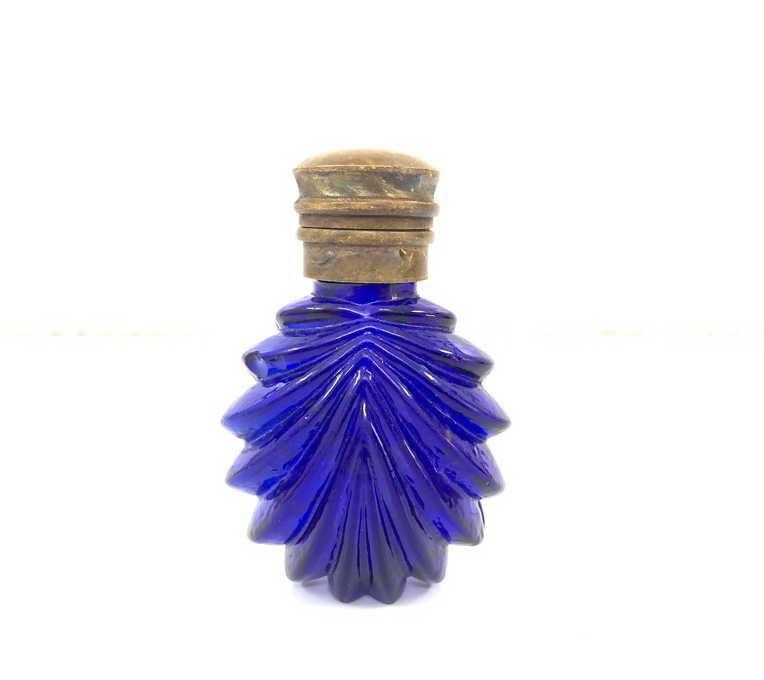 Vintage Mould Glass Perfume Bottle Blue Color Etsy