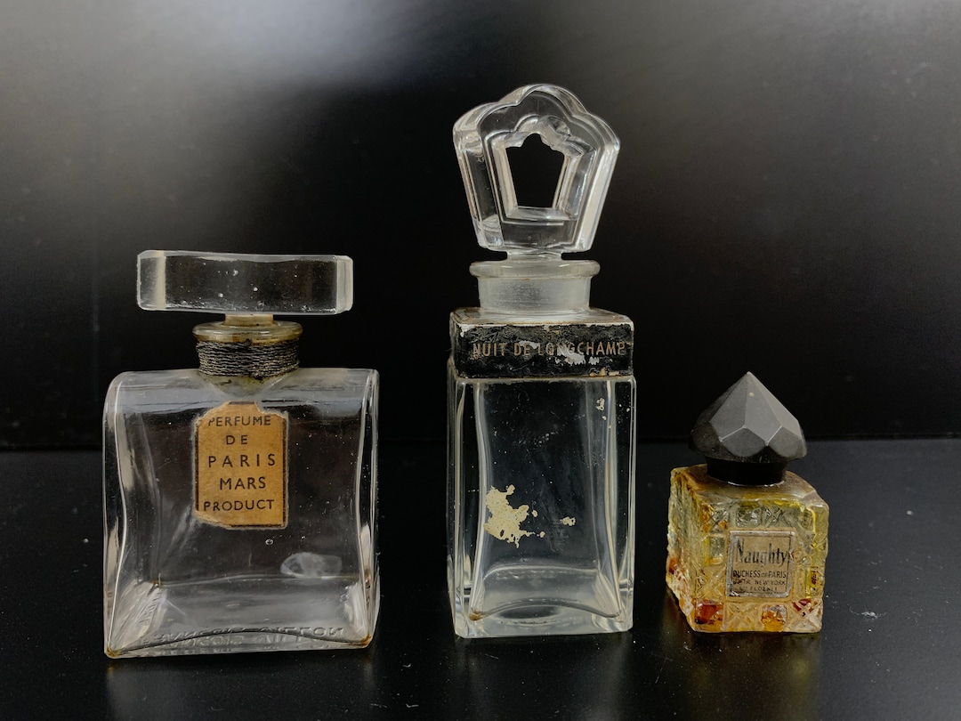 French glass perfume bottle SET  香水 アンティーク フランスブランド香水瓶 3個セット - Etsy 日本