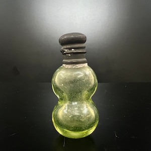 Vintage uranium glass perfume bottle miniature