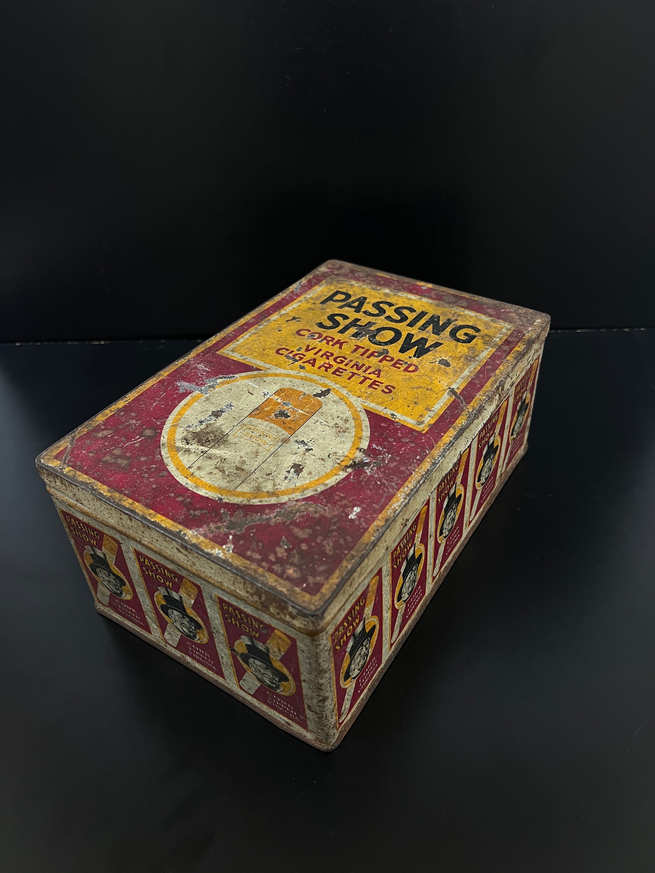 tobacco show Vintage Passing Show Cigarettes Advertisement Box |passing Show Cigarettes  Original USA| Collectible Passing Show