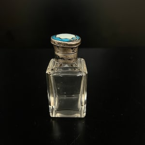 Vintage Perfume bottle with silver cap and enamel work