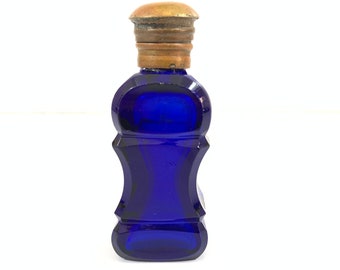 Vintage Cut Glass Blue Perfume bottle