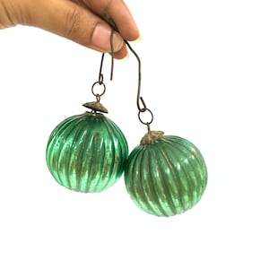Antique old green small pumpkin shape Christmas ornaments / Christmas Kugel decor