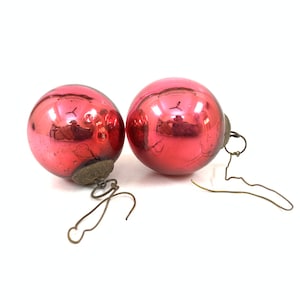 Antique old Pink Christmas Bauble heavy glass Kugel