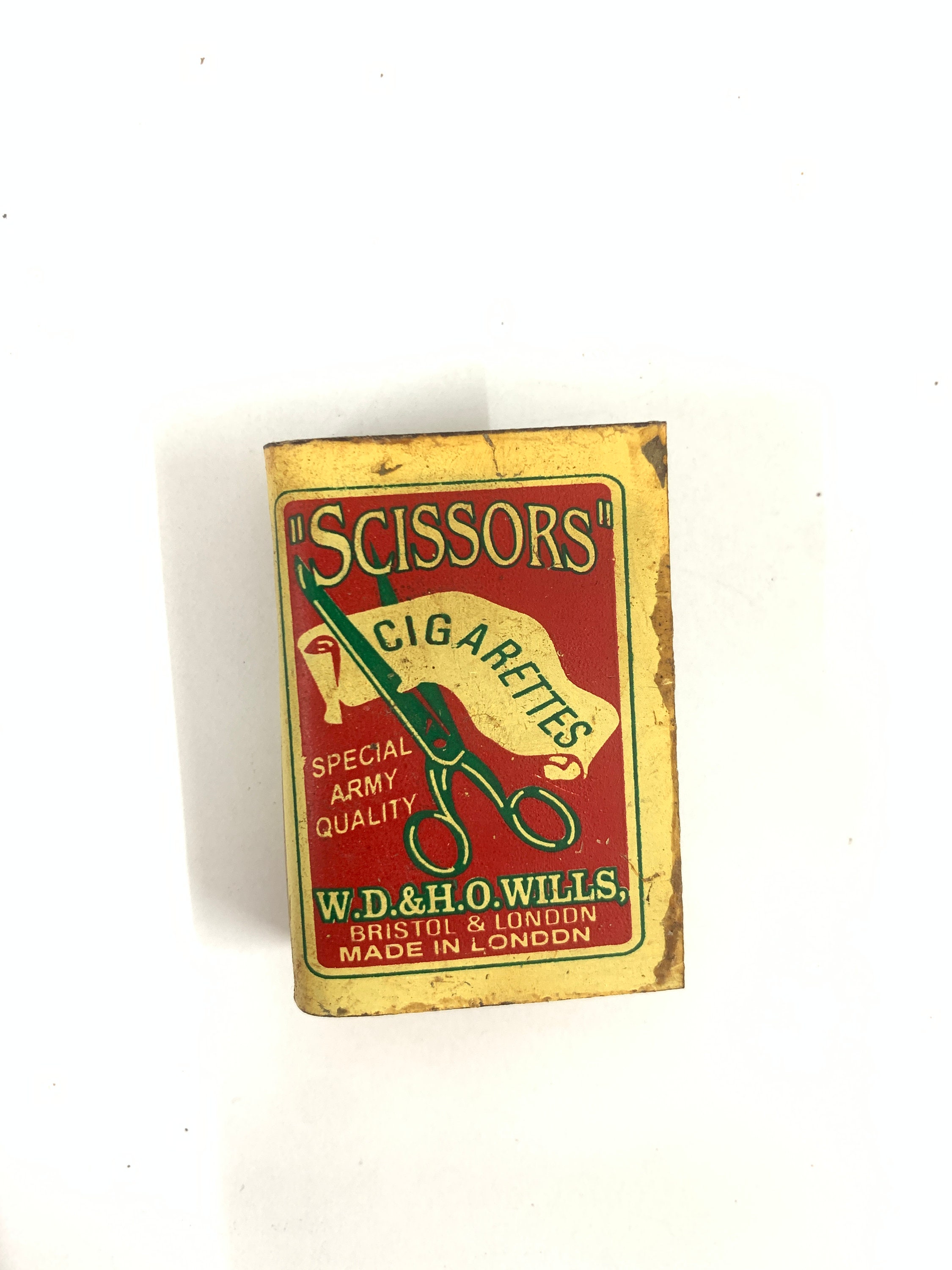 Vintage Scissors Cigarettes London Advertisement match stick box cover |London Scissors Cigarettes| Collectible Match Box Cover