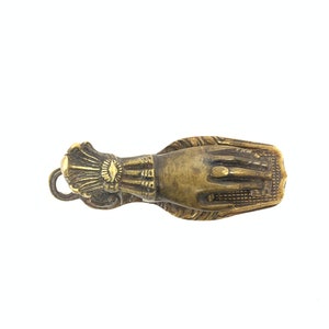Portapapeles antiguo de latón macizo con forma de mano / Portapapeles victoriano de latón antiguo para notas y cartas / Clip para billetes de latón / Pisapapeles de latón
