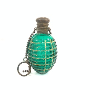 Vintage Mould Glass Egg shape Perfume bottle with gold work