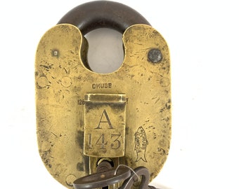 Vintage Victorian  Chubbs detector lock with fish engraved