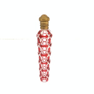 Vintage Baccarat Cut to clear ruby red perfume bottle