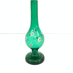 Vintage Green Glass perfume bottle with gold work | Antique Green Perfume Bottle