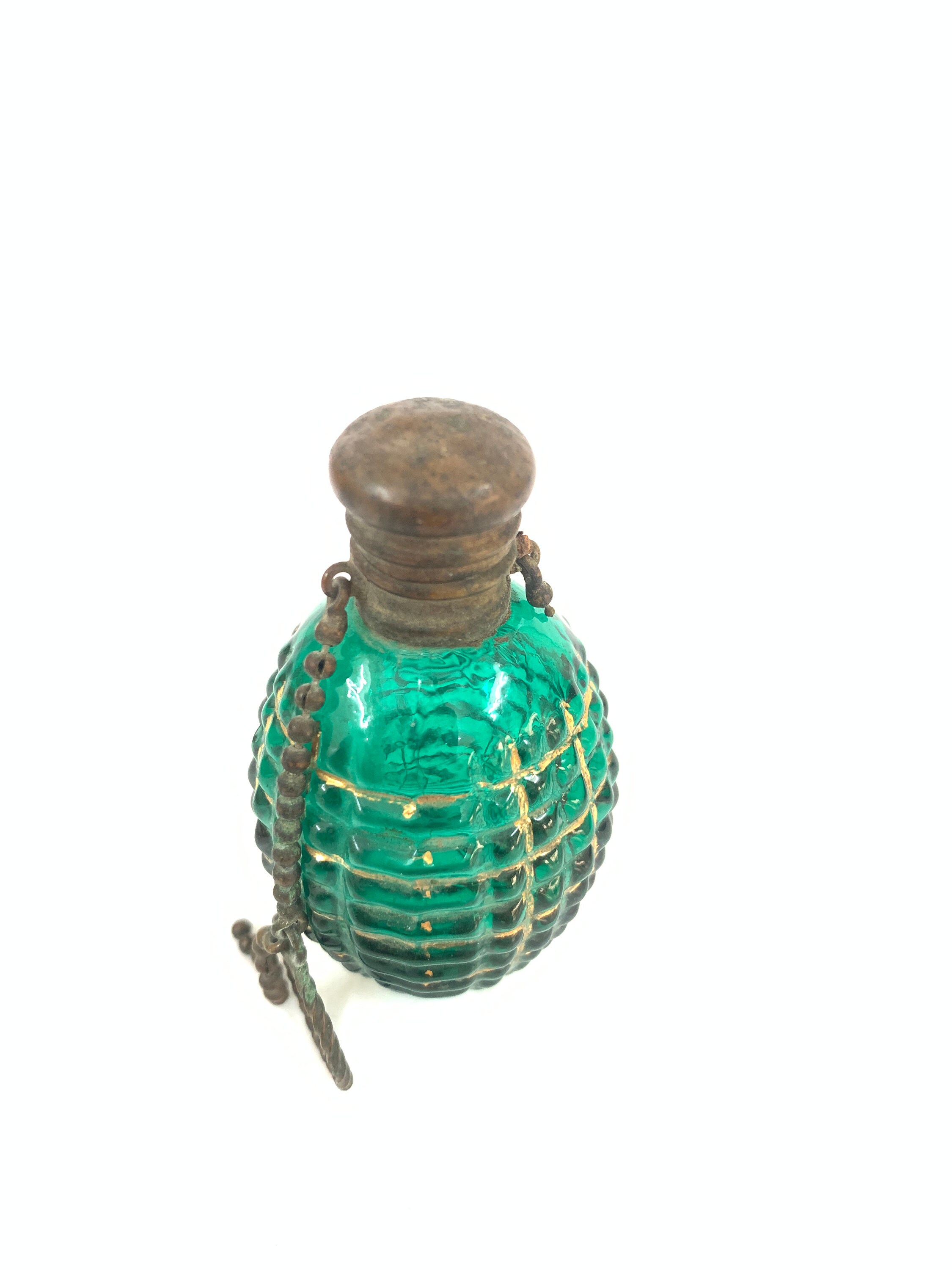 Vintage Mould Glass Egg Shape Perfume Bottle With Gold Work Etsy