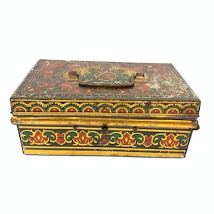 boîte en fer vintage, boîte à bonbons, boîte en fer avec couvercle, décoration antique, boîte à bijoux, boîte à épices, boîte de poêle et de noix de bétel, antiquités indiennes, art
