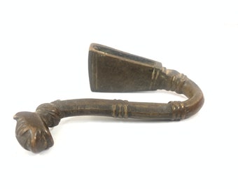 Antique brass belt hook for gunpowder flask with Lion Face