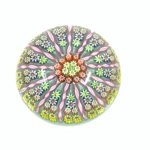 Vintage Scottish Perthshire Paperweights Millefiori & Latticino Glass Paperweight