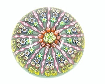 Vintage Scottish Perthshire Paperweights Millefiori & Latticino Glass Paperweight