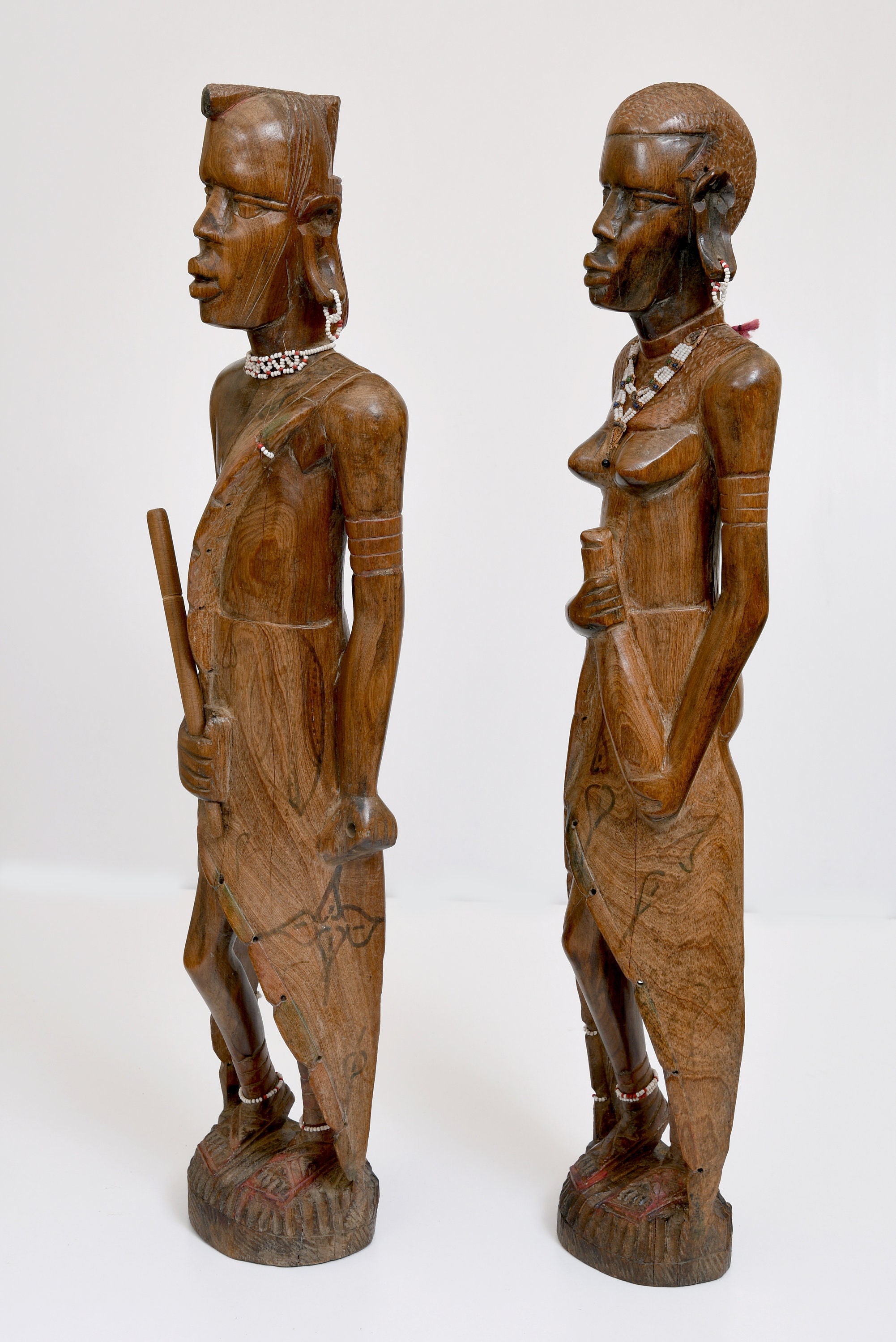 Antique Wooden African Tribal Man Woman Statue Tribal Statue African ...