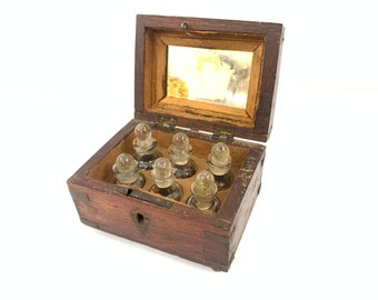 Antique Lucknowi Perfume Bottles with Gold work in Wooden Box