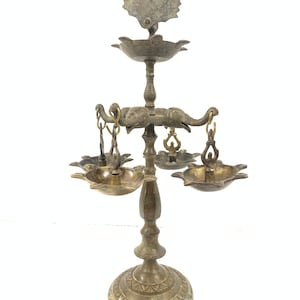 Old Brass Temple Oil Lamps, Antique oil and wick lamp, lantern, Peacock lamp, Art, Home Decor, Oil lamp, traditional candles, Elephant lamps