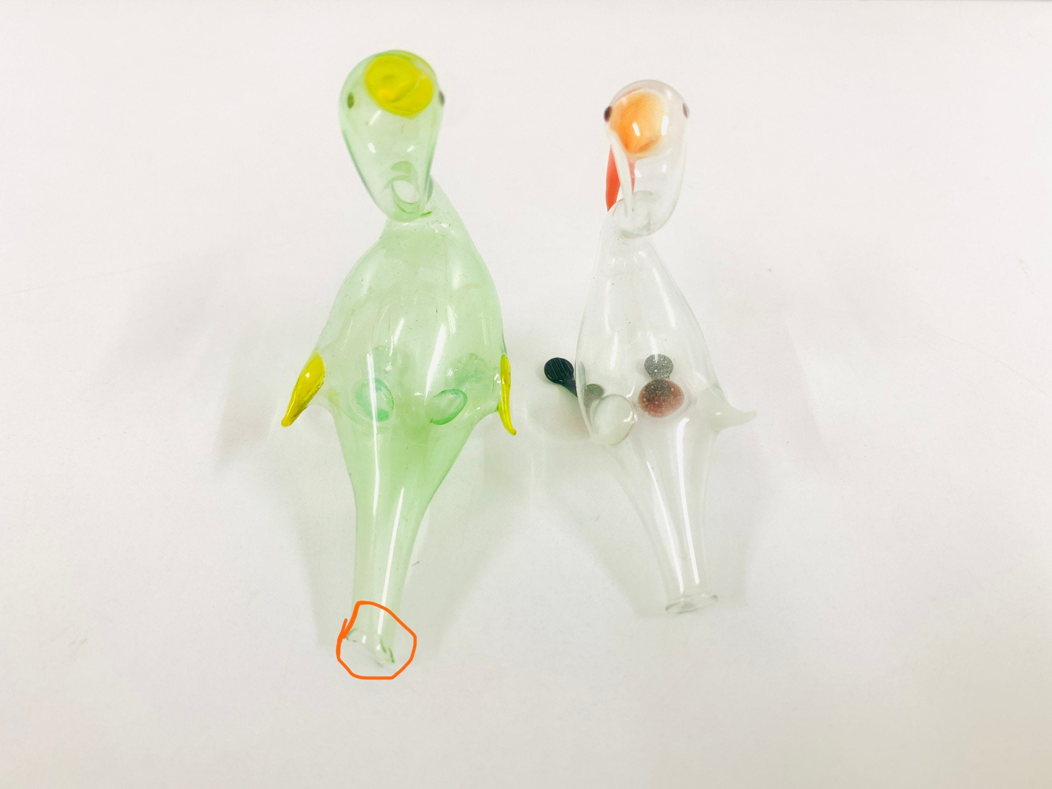 ヴィンテージの吹きガラス製鳥型香水瓶｜ヴィンテージの吹きガラス製