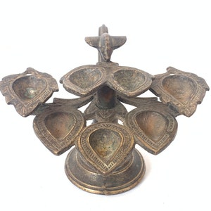 Old Brass Temple Oil Lamps / Antique oil and wick lamp