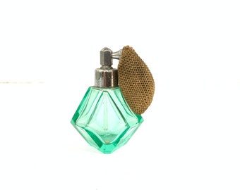 Atomizador de perfume de vidrio de uranio vintage
