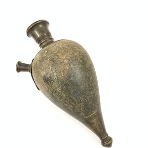 Antique Mughal Brass Islamic Hukka with Zinc overlayed