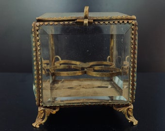 Antique Perfume Bottle Box| Glass jewel box French| Storage boxes | Dressing table box| vanity decor